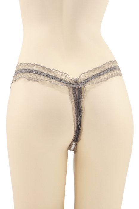Chiloti sexy tanga, model cu decupaj inghinal si perle DZK-2163maro [2]