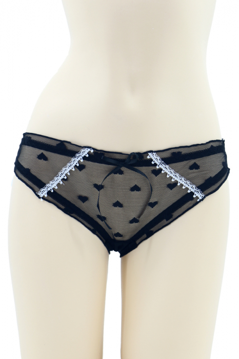 Chiloti sexy transparenti cu imprimeu inimioare MFF008negru [1]