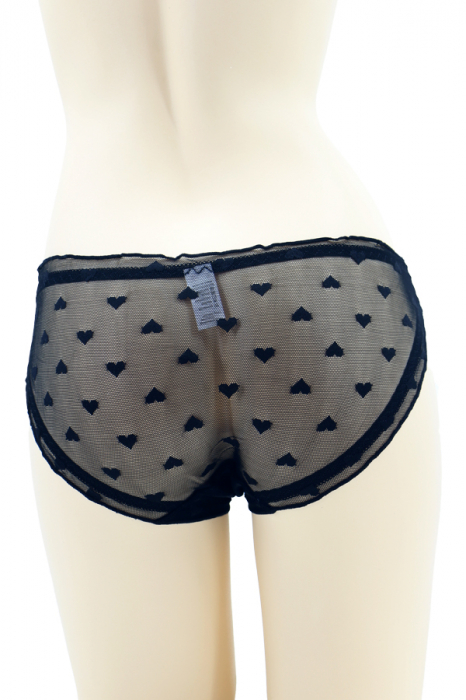 Chiloti sexy transparenti cu imprimeu inimioare MFF008negru [2]