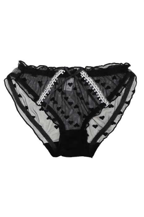 Chiloti sexy transparenti cu imprimeu inimioare MFF008negru [3]