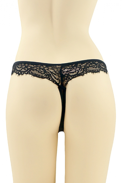 Chiloti tanga cu insertii dantela CT-Q8061negru [2]