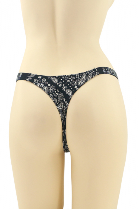 Chiloti tanga cu aplicatii decorative MG-P3358negru [2]