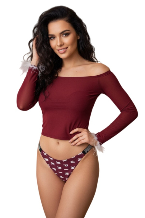 Chiloti tanga cu aplicatii decorative MG-P3358mov [3]