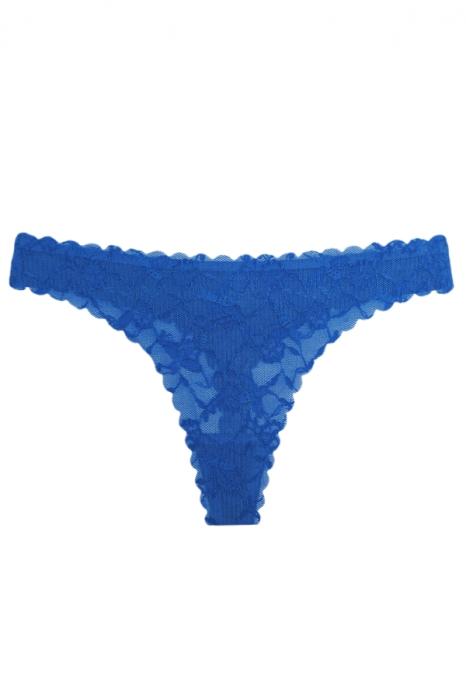 Chiloti tanga cu dantela brodata A1245albastru [4]