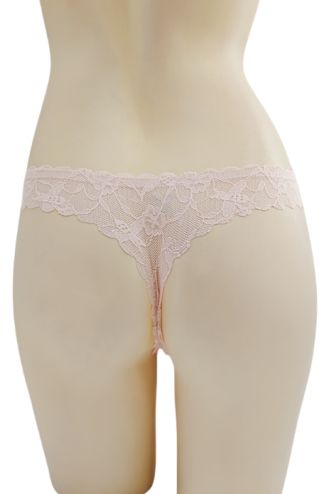 Chiloti tanga cu dantela brodata A1245roz [2]