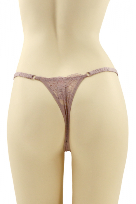 Chiloti tanga cu dantela brodata CT-Q8001roz [2]