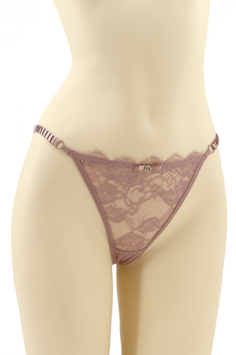 Chiloti tanga cu dantela brodata CT-Q8001roz [1]
