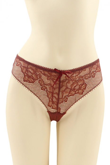 Chiloti tanga cu dantela brodata CT-Q8132visiniu [1]