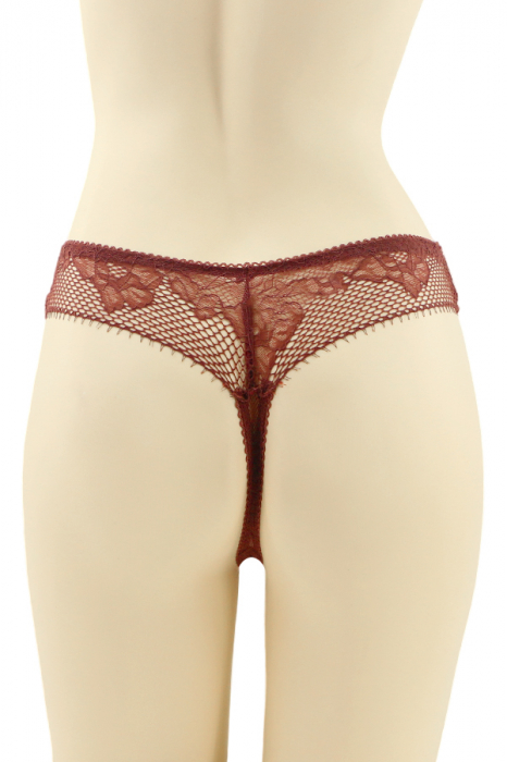Chiloti tanga cu dantela brodata CT-Q8132visiniu [2]