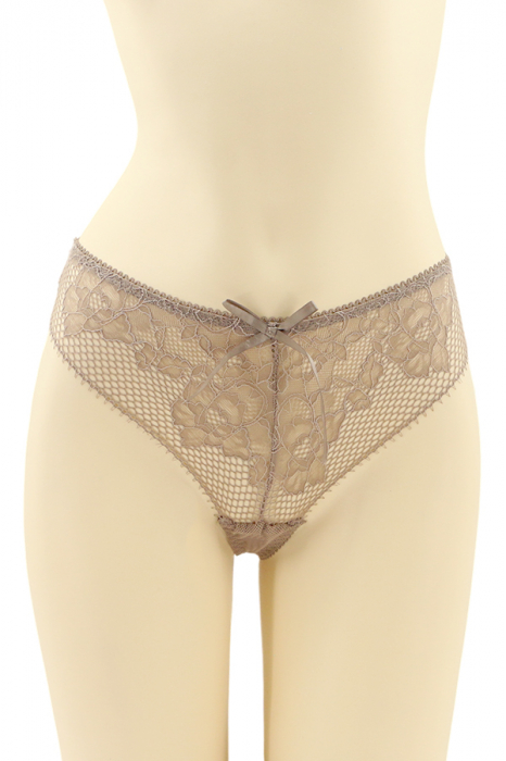 Chiloti tanga cu dantela brodata CT-Q8132maro [1]