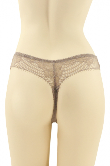 Chiloti tanga cu dantela brodata CT-Q8132maro [2]