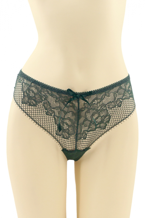Chiloti tanga cu dantela brodata CT-Q8132verde [1]