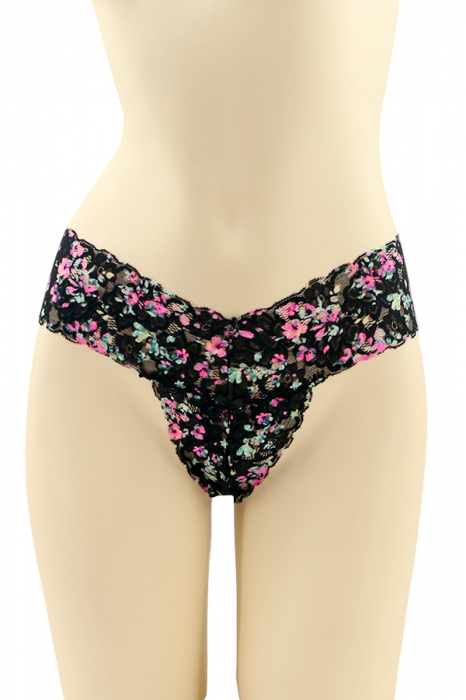 Chiloti tanga cu dantela brodata CT-Q8164negru [1]