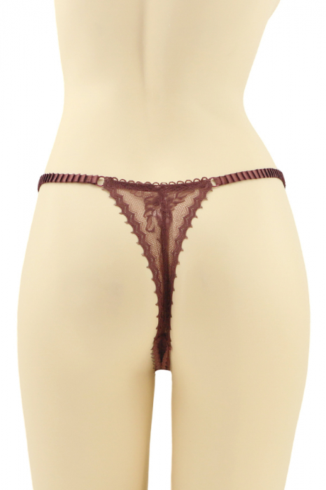 Chiloti tanga cu dantela brodata CT-Q8174visiniu [2]