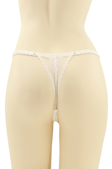 Chiloti tanga cu dantela brodata CT-Q8174alb [2]