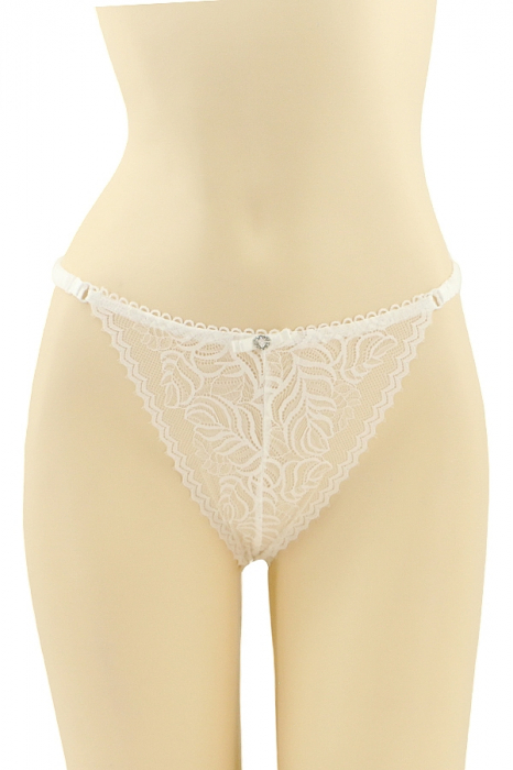 Chiloti tanga cu dantela brodata CT-Q8174alb [1]