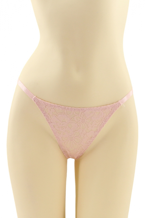 Chiloti tanga cu dantela brodata si funda CT-Q8187roz [1]