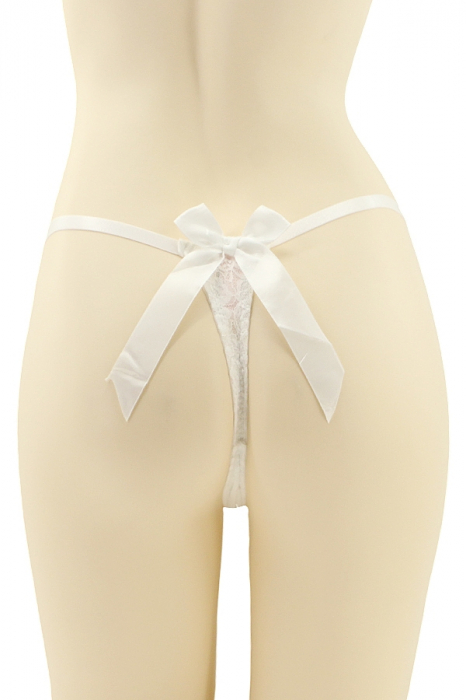 Chiloti tanga cu dantela brodata si funda CT-Q8187alb [2]