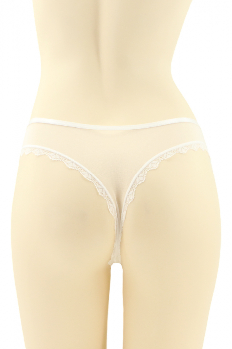 Chiloti sexy tanga cu dantela brodata si insertii metalice CT-Q8189alb [2]