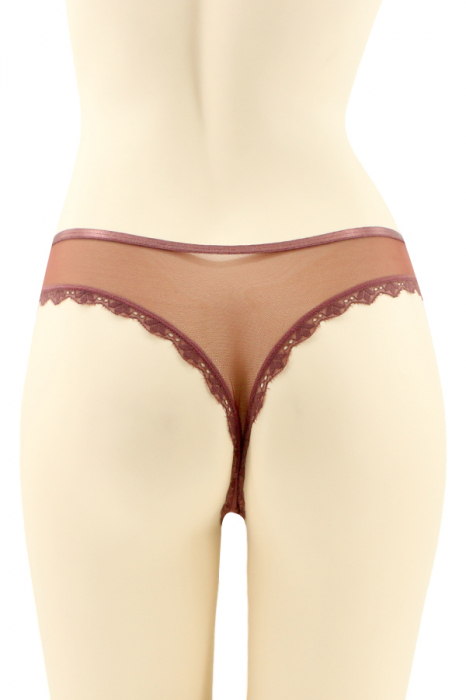 Chiloti sexy tanga cu dantela brodata si insertii metalice CT-Q8189visiniu [2]