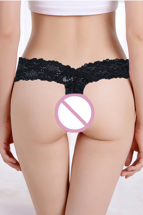 Chiloti tanga cu dantela si fundita 87297negru [4]
