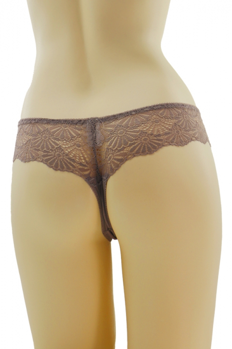 Chiloti tanga cu insertii dantela 30291maro [2]