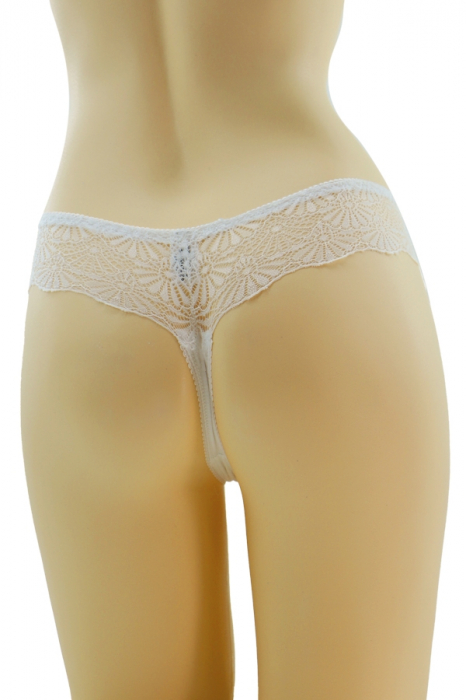 Chiloti tanga cu insertii dantela 30291alb [2]
