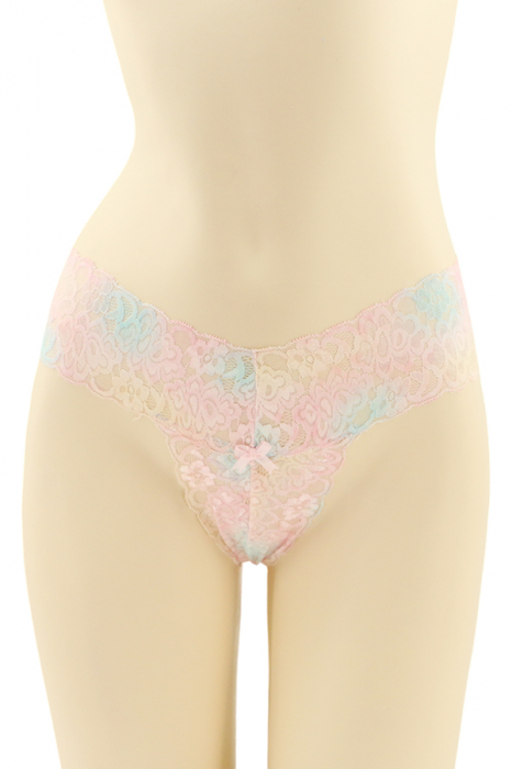 Chiloti tanga cu dantela brodata CT-Q8164roz [1]