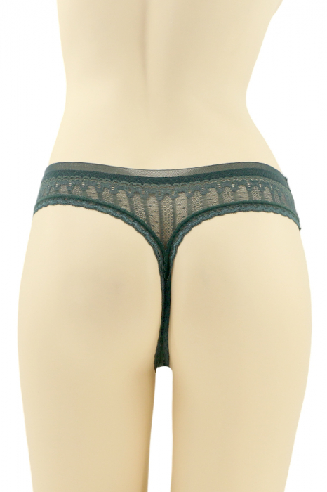 Chiloti tanga cu insertii dantela CT-Q8067verde [2]
