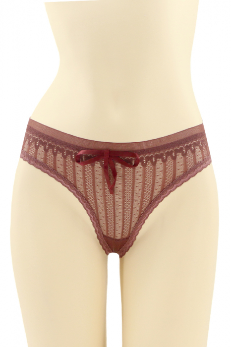 Chiloti tanga cu insertii dantela CT-Q8067visiniu [1]