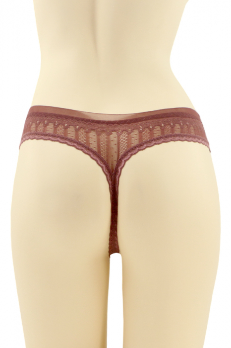 Chiloti tanga cu insertii dantela CT-Q8067visiniu [2]