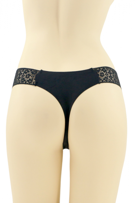 Chiloti tanga cu insertii dantela CT-V2048negru [2]