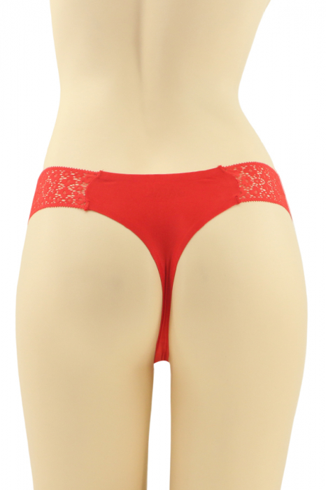 Chiloti tanga cu insertii dantela CT-V2048rosu [2]
