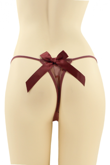 Chiloti sexy tanga cu insertii dantela si funda CT-Q8065visiniu [2]