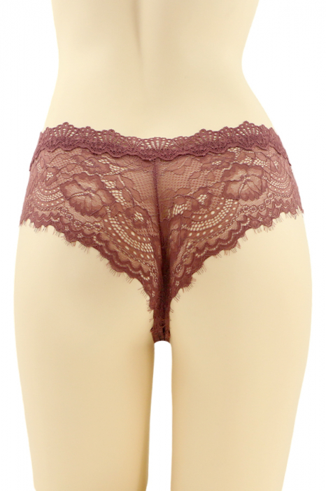 Chiloti brazilieni cu dantela brodata CT-Q8055visiniu [2]
