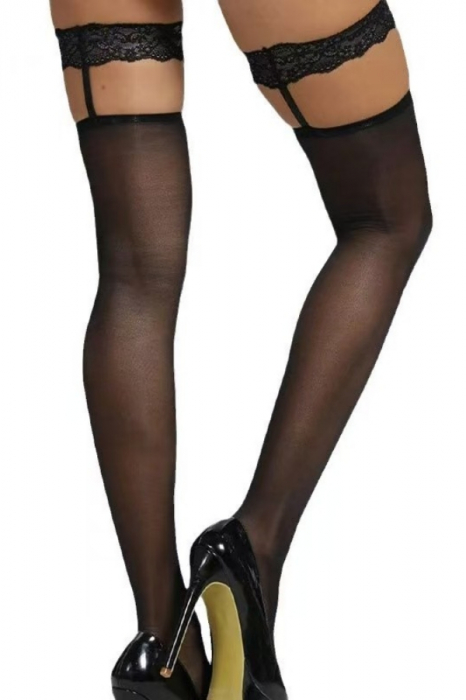 Ciorapi sexy transparenti cu dantela si jartiere YD-DL01negru [3]