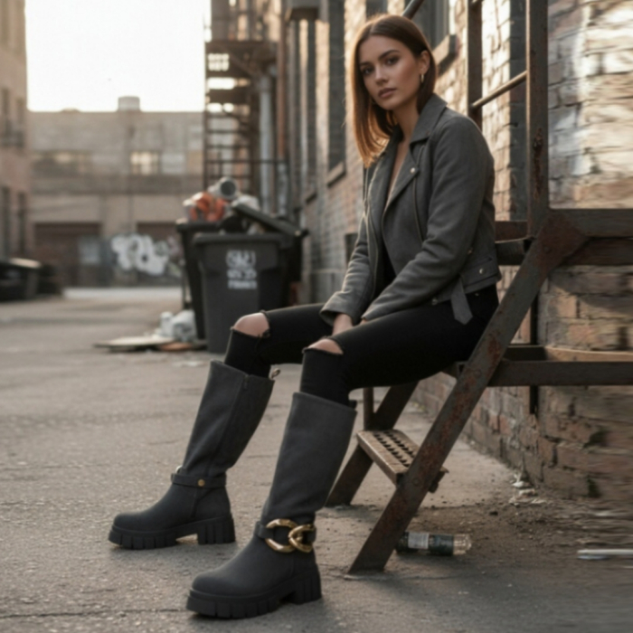 Cizme imblanite B21-53albastru [3]