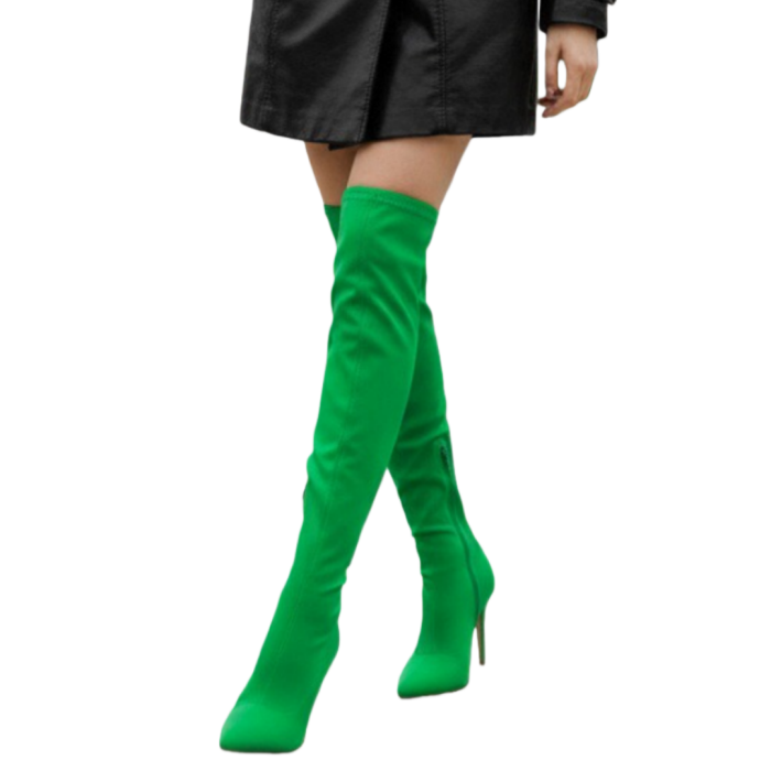 Cizme lungi cu toc NN58verde [7]