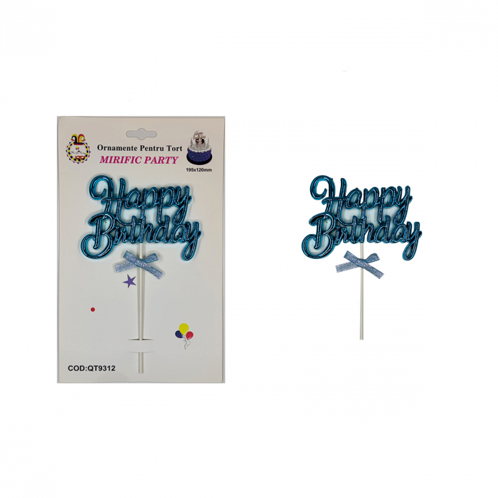 Decoratiune pentru tort ' Happy Birthday ' 19.5 x 12 cm QT9312 [2]