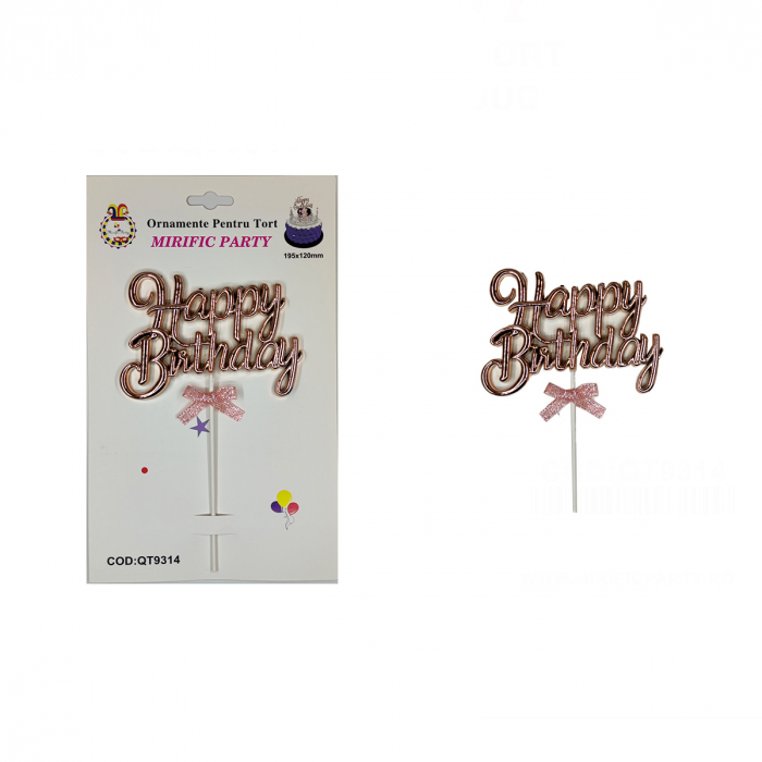 Decoratiune pentru tort ' Happy Birthday ' 19.5 x 12 cm QT9314 [2]