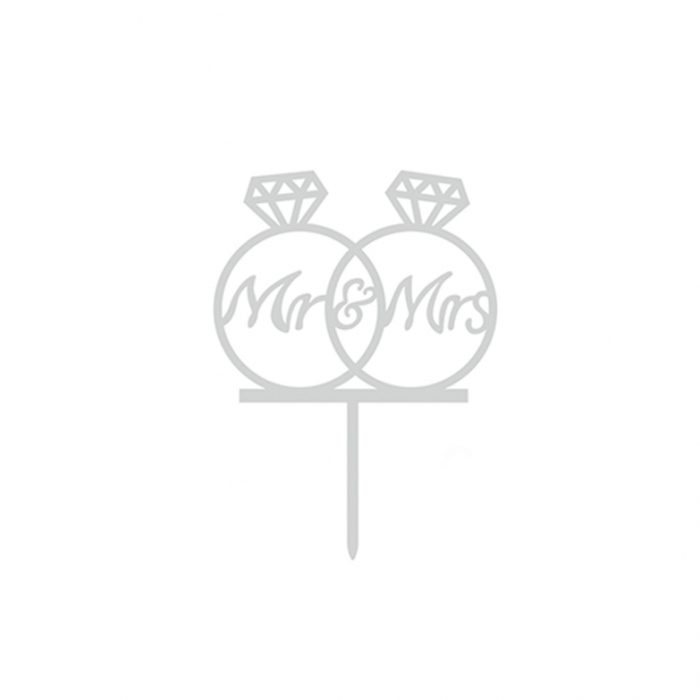 Decoratiune pentru tort ' Mr & Mrs ' 18 x 13 cm QT9489argintiu [1]