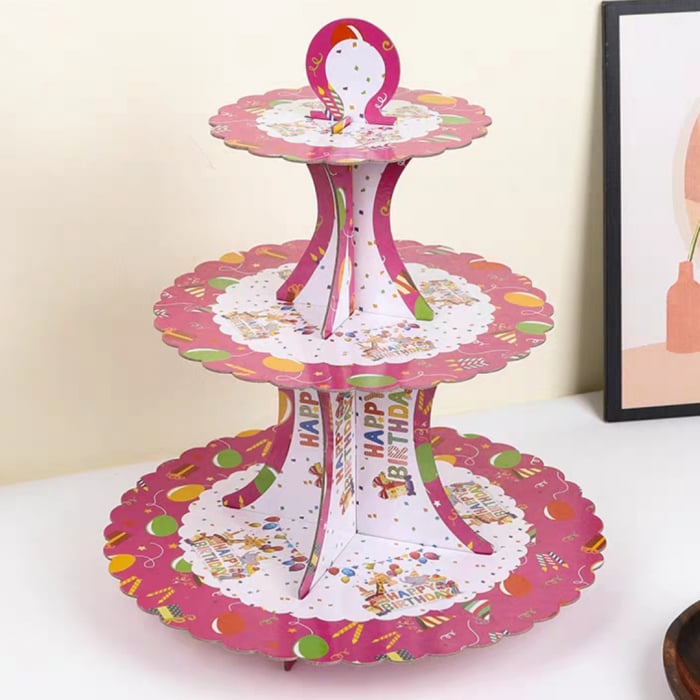 Etajera din carton cu 3 nivele pentru prajituri ' Happy Birthday ' 2260-1 [2]
