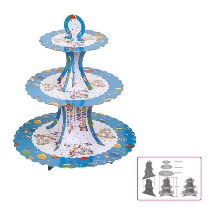 Etajera din carton cu 3 nivele pentru prajituri ' Happy Birthday ' 2260-3 [4]
