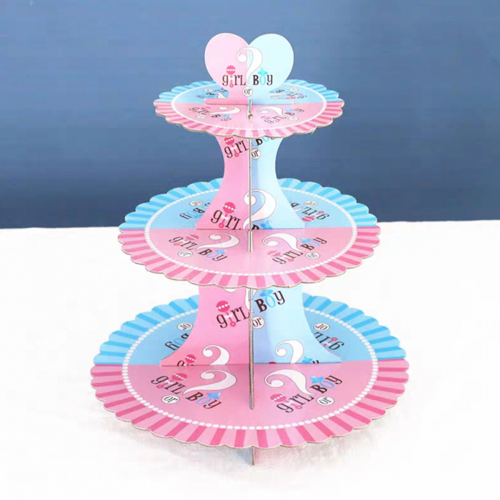 Etajera din carton cu 3 nivele pentru prajituri ' Boy or Girl ' 2260-4 [2]