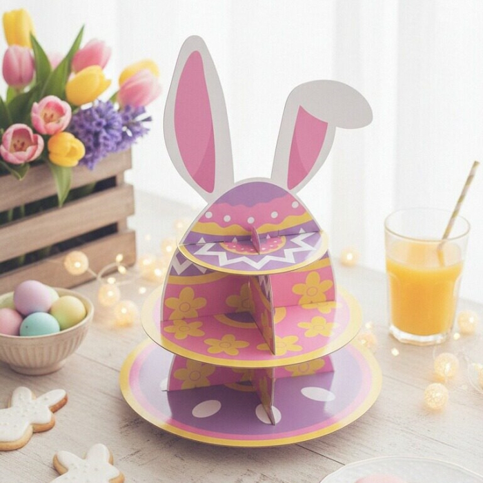 Etajera din carton cu 3 nivele pentru prajituri ' Iepurasul de Pasti ' 2260-2605 [2]