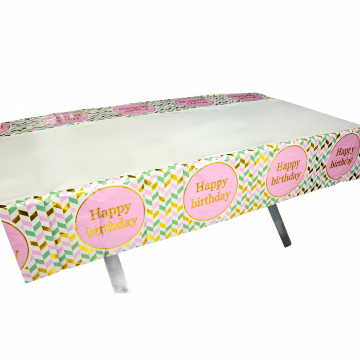 Fata de masa pentru petrecere ' Happy birthday ' 183 x 137 cm 2260-10roz [3]
