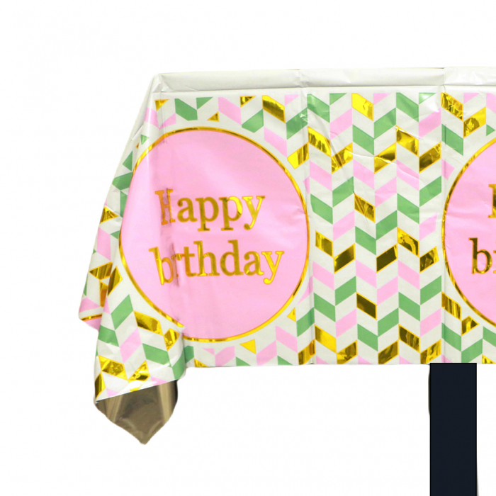 Fata de masa pentru petrecere ' Happy birthday ' 183 x 137 cm 2260-10roz [2]
