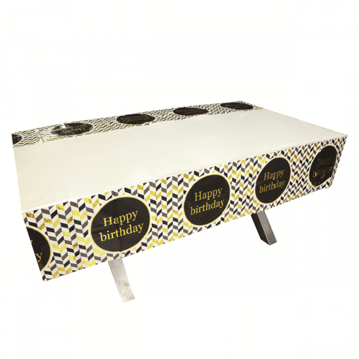 Fata de masa pentru petrecere ' Happy birthday ' 183 x 137 cm 2260-10negru [3]