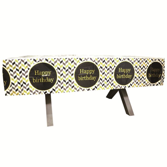 Fata de masa pentru petrecere ' Happy birthday ' 183 x 137 cm 2260-10negru [1]