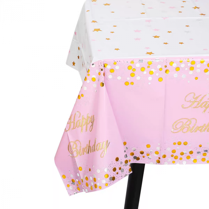Fata de masa pentru petrecere ' Happy Birthday ' 183 x 137 cm 2260-12roz [1]